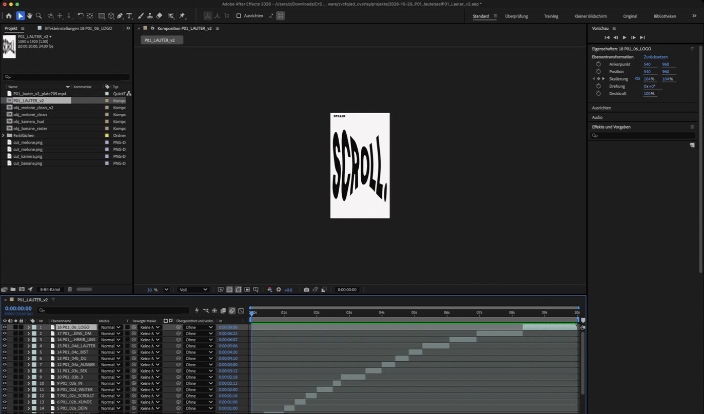 After-Effects-Projekt mit Timeline
